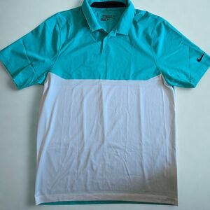 Nike Men's Turquoise and White Polo Shirt